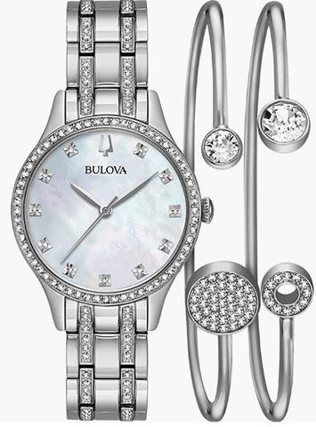 Bulova Ladies Crystal Mother-of-Pearl Box Set