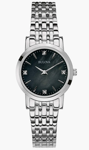 Bulova 96p148 diamante de acero inoxidable de cuarzo clásico reloj