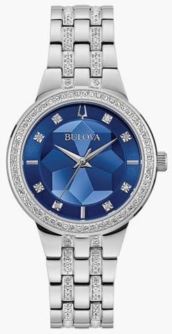 Orologio da quadrante blu in acciaio inossidabile cristallo phantom bolova 96l276