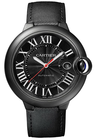 Cartier en acier inoxydable masculin montre avec sangle en cuir WSBB0015