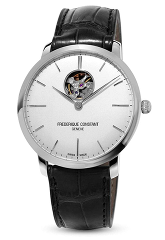 Frederique Constant Men's Slimline Heart Heart Beat Beating Store de piel de ternera FC-312S4S6