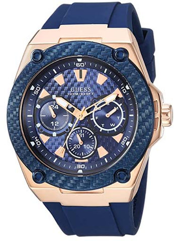 GUESS Blue Comfortable Iconic Blue Stain Resistant Watch Rose Gold-Tone (Model: U1049G2)