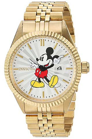 Invicta -Männer Disney Limited Edition Quartz Uhr mit Edelstahlgurt, Gold, 8 (Modell: 22770)