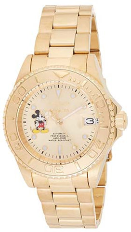 Invicta Men's Disney Limited Edition Stainless Steel Automatic-self-Wind Watch with Stainless-Steel Strap, Gold, 9 (Model: 22779)