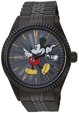 Invicta -Männer Disney Edelstahlquarz in limitierter Auflage Uhr mit Edelstahlgurt, schwarz, 8 (Modell: 22771)
