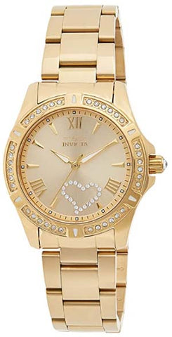 Invicta Wildflower/AngelAnalog Display Correa de acero inoxidable de cuarzo para mujer, dorado, informal reloj (Modelo: 21384, 28822)