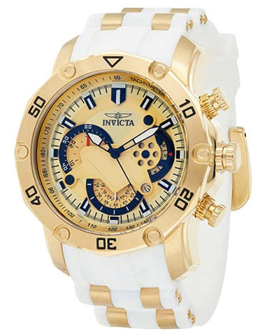 Invicta Pro Diver Montre à quartz en acier inoxydable pour homme montre avec bracelet en silicone, blanc, 26 (modèle : 23424)