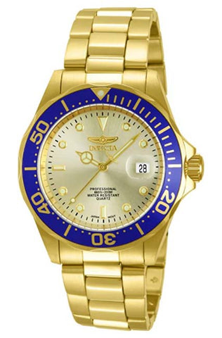 Invicta pour homme 14124 Pro Diver Cadran doré Acier inoxydable plaqué or 18 carats montre