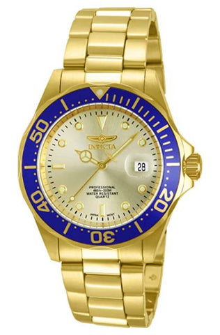 Invicta 14124 Pro Diver para hombre, esfera dorada, acero inoxidable chapado en oro de 18 k reloj