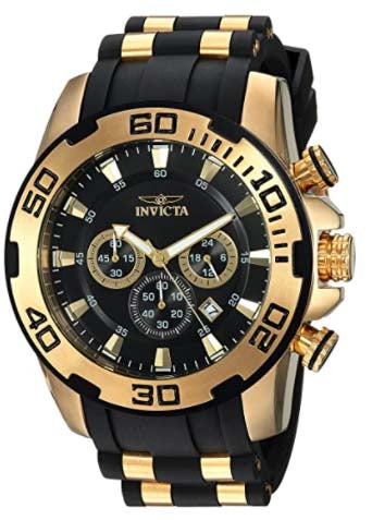 Invicta Men's Pro Diver Cuarzo de acero inoxidable reloj con correa de silicona, negro, 25 (modelo: 22340)