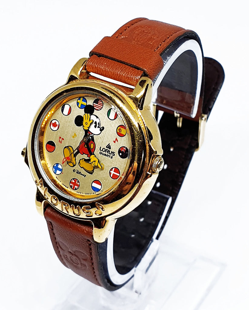 1990s Gold-tone Lorus Musical Mickey Mouse Watch