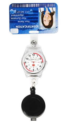 Dakota Clip On Water Resistant Retractable Badge Clip with Nurse Watch and ID Badge Holder