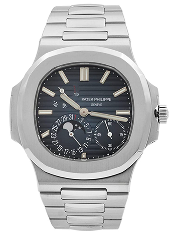 Patek Philippe Nautilus Mondphase Blau gestreifte Zifferblattstahl Uhr 5712/1a-001