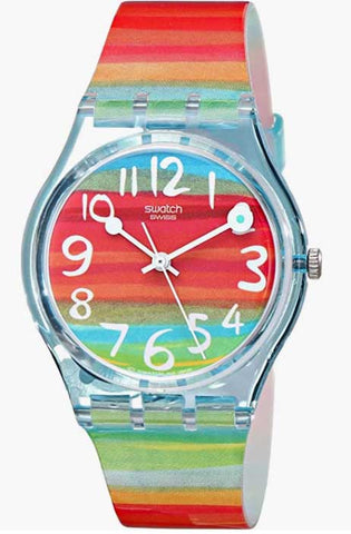 Swatch GS124 Colorea la correa de plástico del cielo de cuarzo reloj