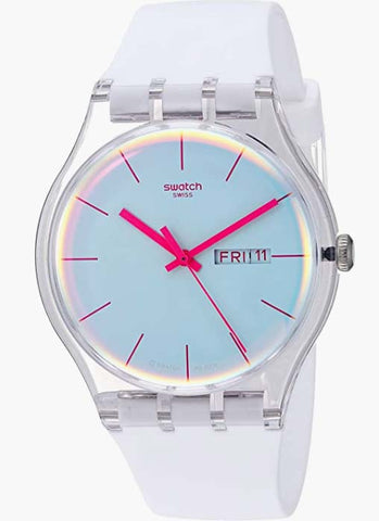 Swatch ساعة SUOK713 POLAWHITE بسوار سيليكون متحول