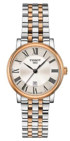 Tissot ساعة رسمية كارسون ستانلس ستيل للنساء باللون الرمادي