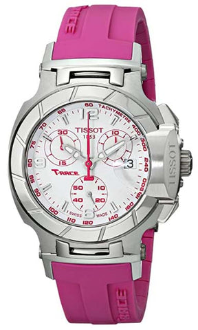 Tissot Correa de silicona rosa dial blanco de la race t-race femenina reloj
