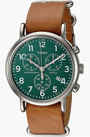 TIMEX WEEKENDER GREEN DIAL CHRONOGRAPH 40MM WATCH