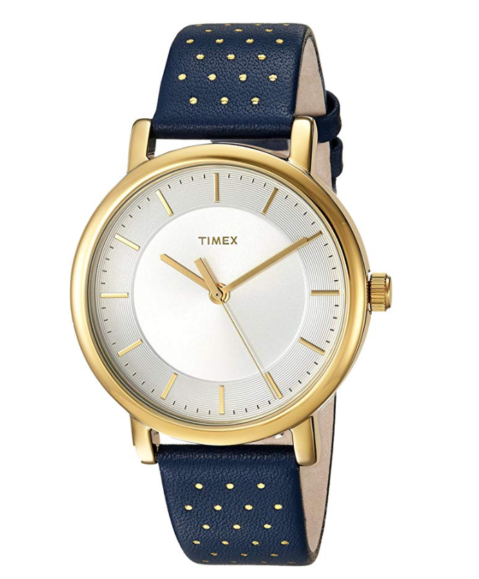 Timex Frauen TW2R27600 Originale Blau/Gold-Tone Lederband Uhr