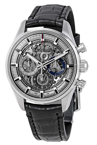 Zenith Chronomaster El Primero Full Open Skeleton Zifferblatt Automatisches Herrenleder Uhr