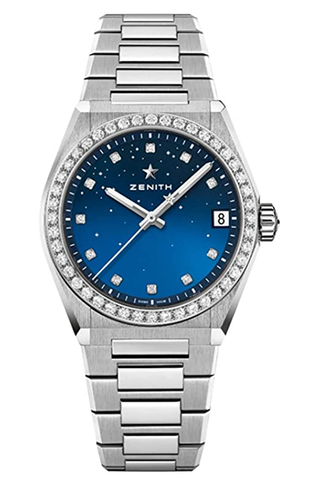 Zenith défie des dames en diamant bleu minuit de minuit montre