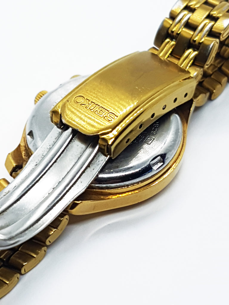 Gold Seiko Kinetic Watch for Men | Men's Sapphire Crystal Seiko Watch ...