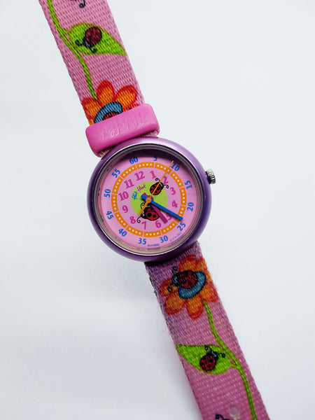 Ewell tráfico código Morse 2003 Purple Lady Bug Flik Flak suizo Swatch reloj para mujeres y niñas –  Vintage Radar