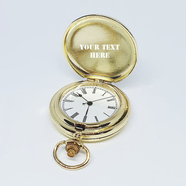 Minimalist Gold-tone Pocket Watch | Personalized Pocket Gift Watch ...