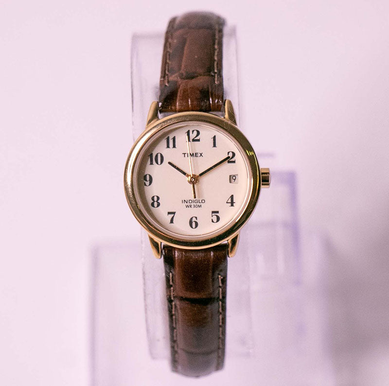 Vintage Timex Indiglo Date Watch for Women Brown Watch Strap – Vintage Radar