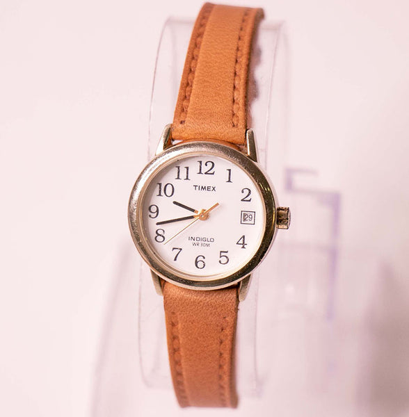 Women's Vintage Timex Indiglo Watch on a Brown Leather Strap – Vintage Radar