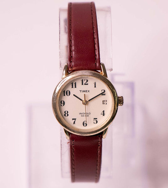 Old Timex Indiglo Watch for Women on a Red Leather Strap – Vintage Radar