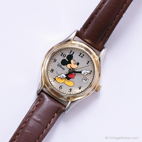 Tiny Gold Mickey Mouse Date Watch | 90s Vintage Seiko Disney Watch –  Vintage Radar