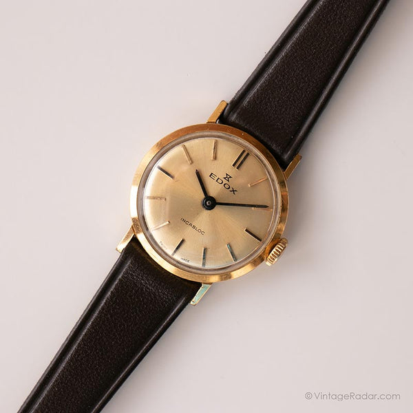 EDOX Gold-tone Incabloc Swiss Movement Vintage Mechanical Watch ...