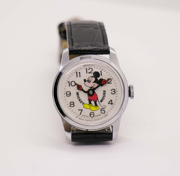 1970s Bradley Swiss Made Mickey Mouse Mechanical Watch Walt Disney ...