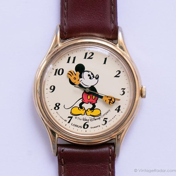 Tono dorado Mickey Mouse Lorus reloj | El Walt Disney Compañía – Vintage