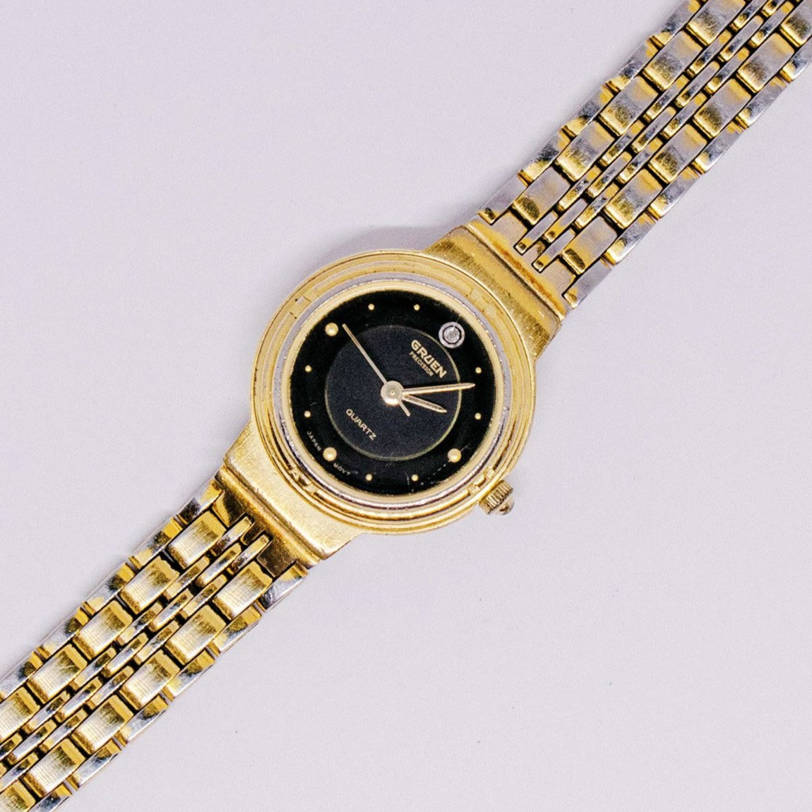 Oro negro Gruen Cuarzo reloj | Tono dorado Gruen Señoras reloj – Vintage  Radar