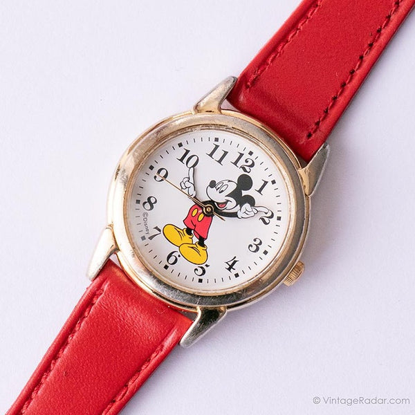 Vintage Two-Tone Classic SII Seiko Mickey Mouse Watch with Red Strap –  Vintage Radar