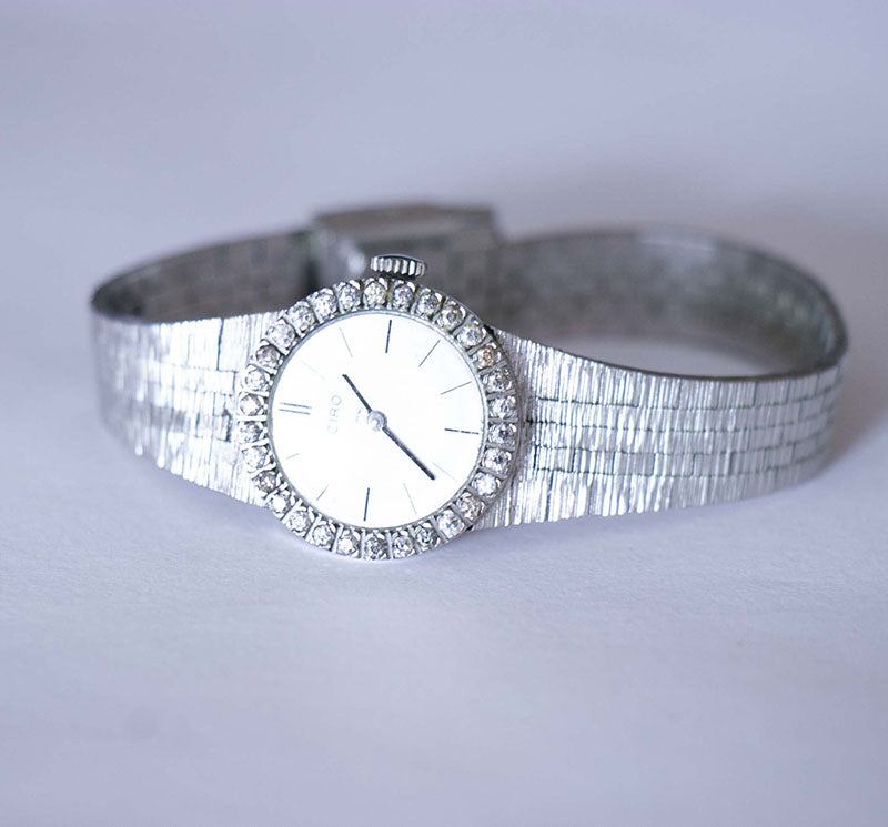 Vintage Luxurious Silver-tone CIRO Watch for Women with Gemstones ...