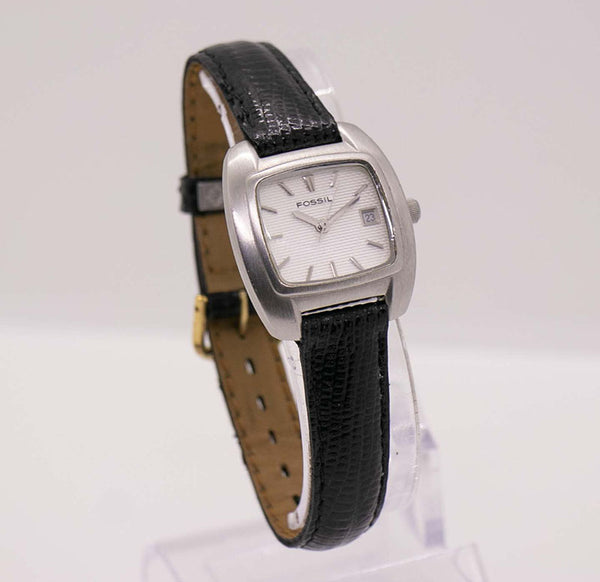 Silver-tone Square Fossil Date Watch for Women | Vintage Fossil Watch –  Vintage Radar