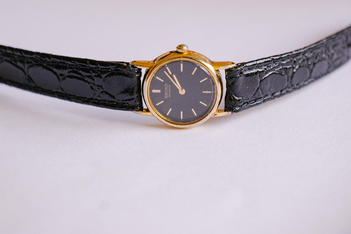 Seiko 2Y00-0A19 Quartz Ladies Watch | Black Dial Seiko Women's Watch –  Vintage Radar