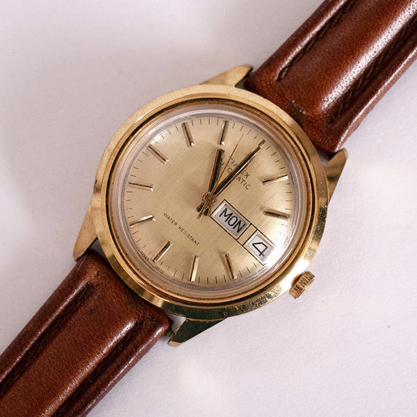 RARE Gold-tone Mens Timex Automatic Watch with Day & Date Function – Vintage  Radar