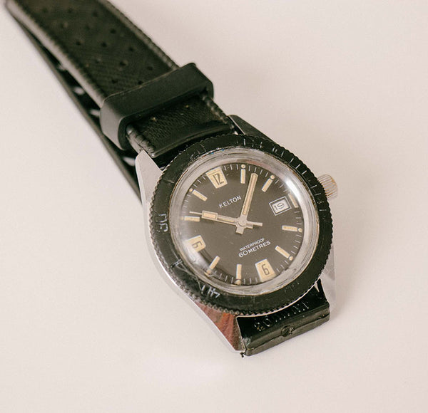 Black Vintage Kelton Mechanical Watch | Waterproof Military Wristwatch ...