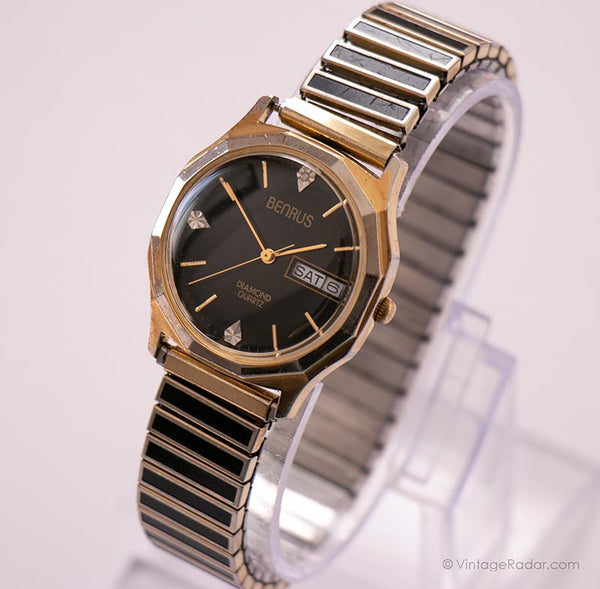 Benrus Diamond Quartz Watch | Vintage Gold-tone Benrus Day Date Watch ...