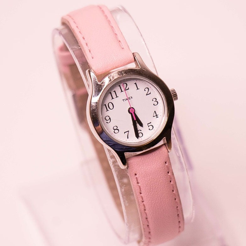 Minimalistic Timex Quartz Pink Leather Strap Watch for Her – Vintage Radar