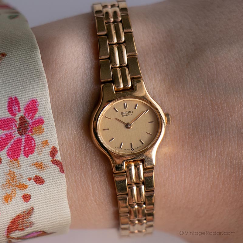 Vintage Seiko 1F20-5B10 R0 Watch | Tiny Gold-tone Watch for Her – Vintage  Radar