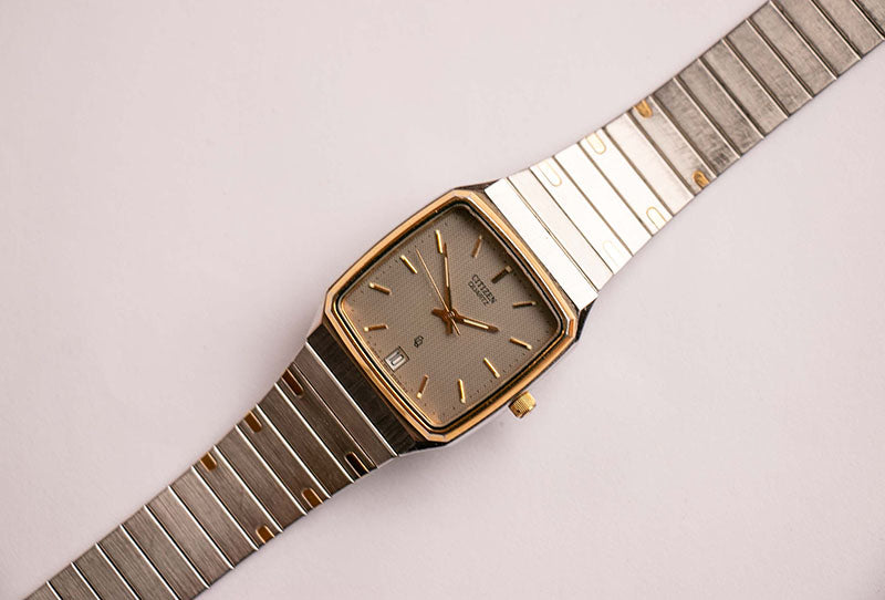 Square-dial Citizen Quartz Vintage Watch | Silver Japan Quartz Watch ...