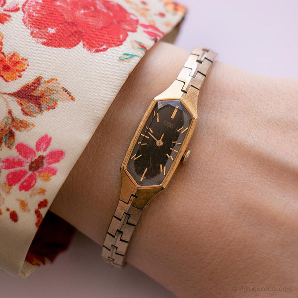 Vintage Seiko 1320-533H Watch | Black Dial Gold-tone Watch for Her –  Vintage Radar