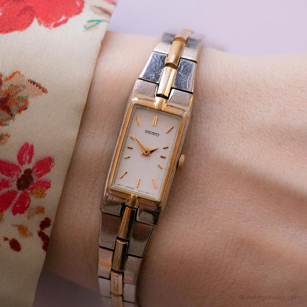 Vintage Seiko 2E20-7479 R0 Watch | Two-tone Rectangular Watch for Her –  Vintage Radar