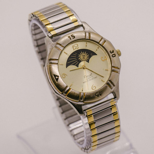Vintage Acuet Moon Phase Watch | Elegant Moonphase Quartz Watch ...
