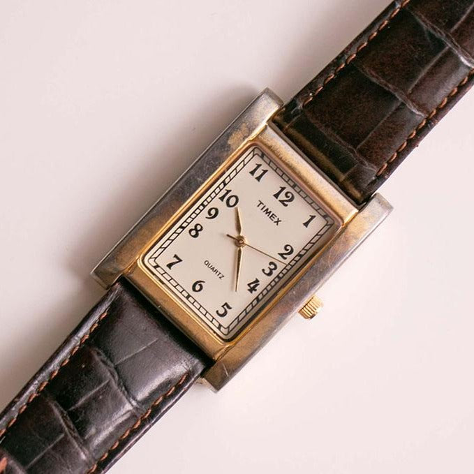 Classic Vintage Rectangular Timex Watch | Large Timex Mens Wristwatch –  Vintage Radar